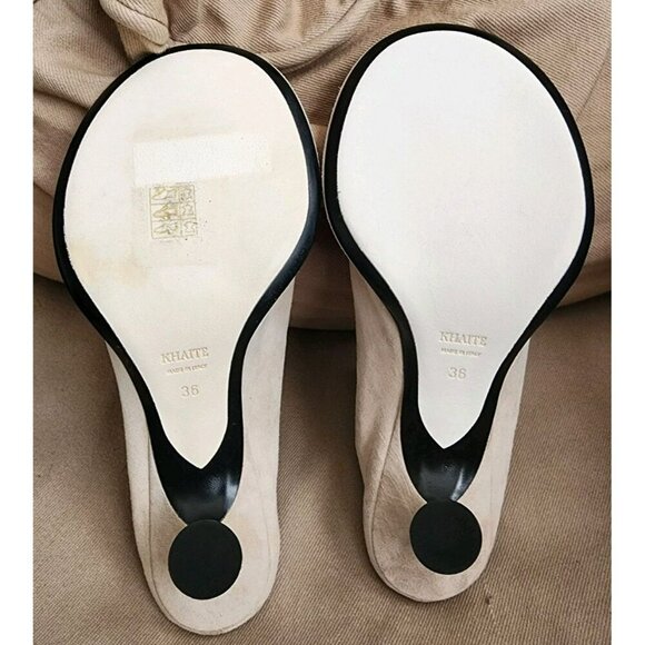 NWOB Khaite Watts Coco Suede Mule Shoes Size 36 / US 6 Conical Kitten Heel - Picture 7 of 9